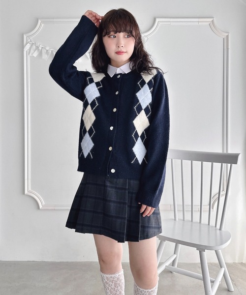 Loueme（ルエム）の「アーガイルニットカーディガン（カーディガン/ボレロ・レディース・ネイビー/グレー/オフホワイト・FREE）」の19枚目の写真