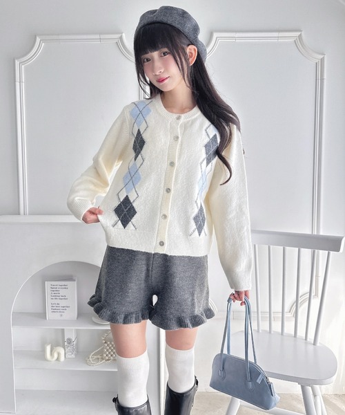 Loueme（ルエム）の「アーガイルニットカーディガン（カーディガン/ボレロ・レディース・ネイビー/グレー/オフホワイト・FREE）」の13枚目の写真