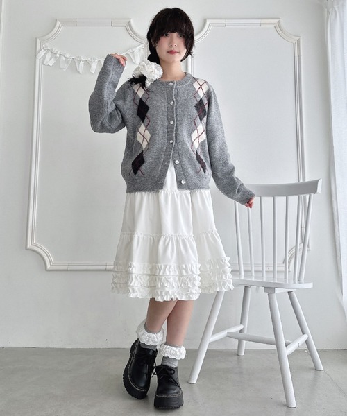 Loueme（ルエム）の「アーガイルニットカーディガン（カーディガン/ボレロ・レディース・ネイビー/グレー/オフホワイト・FREE）」の9枚目の写真