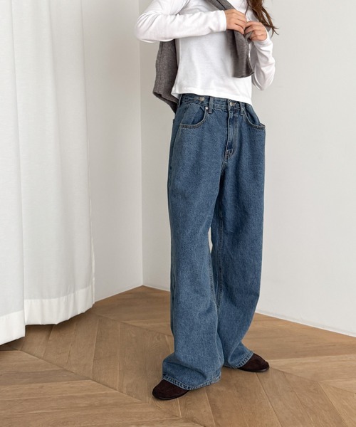 CANAL JEAN（キャナルジーン）の「diggity　ボタンポケットデニムパンツ（デニムパンツ・レディース・インディゴブルー/ライトブルー・MEDIUM/SMALL）」の7枚目の写真