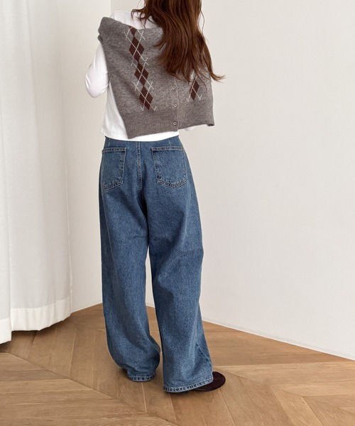 CANAL JEAN（キャナルジーン）の「diggity　ボタンポケットデニムパンツ（デニムパンツ・レディース・インディゴブルー/ライトブルー・MEDIUM/SMALL）」の9枚目の写真