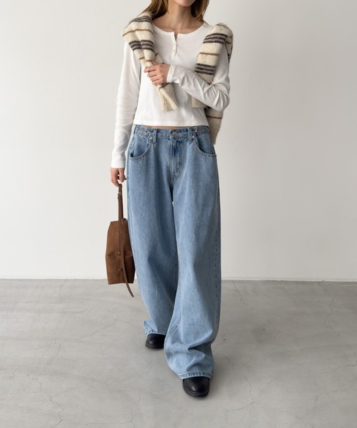 CANAL JEAN（キャナルジーン）の「diggity　ボタンポケットデニムパンツ（デニムパンツ・レディース・インディゴブルー/ライトブルー・MEDIUM/SMALL）」の14枚目の写真