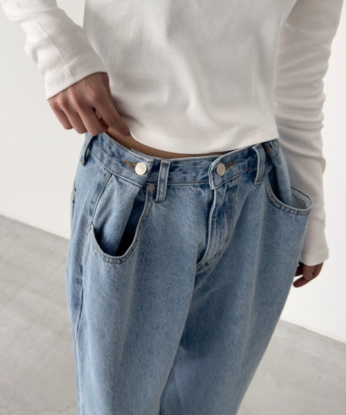 CANAL JEAN（キャナルジーン）の「diggity　ボタンポケットデニムパンツ（デニムパンツ・レディース・インディゴブルー/ライトブルー・MEDIUM/SMALL）」の17枚目の写真