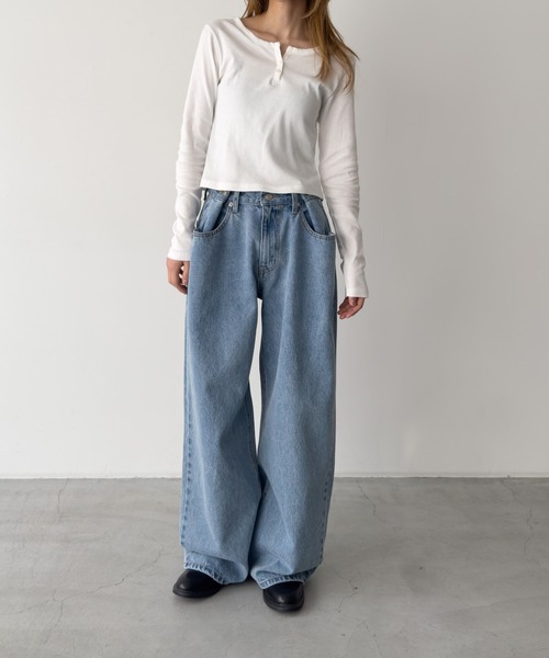 CANAL JEAN（キャナルジーン）の「diggity　ボタンポケットデニムパンツ（デニムパンツ・レディース・インディゴブルー/ライトブルー・MEDIUM/SMALL）」の18枚目の写真