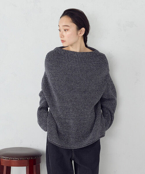 COMME CA ISM（コムサイズム）の「ラメモールボートネックニット