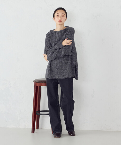 COMME CA ISM（コムサイズム）の「ラメモールボートネックニット