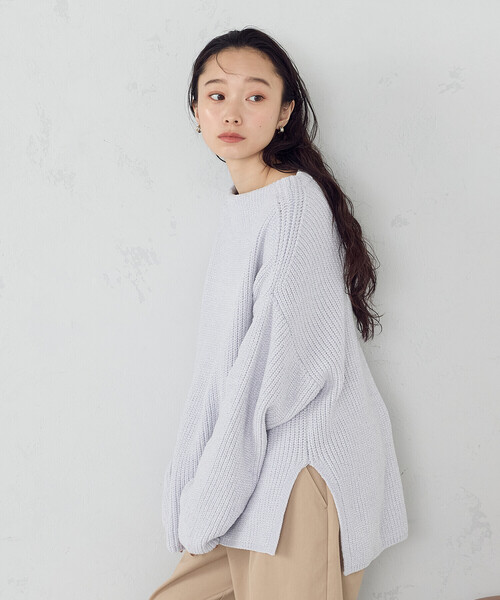 COMME CA ISM(コムサイズム)の「ラメモールボートネックニット(ニット/セーター・レディース・チャコール/ライトグレー/サックスブルー・FREE)」の16枚目の写真