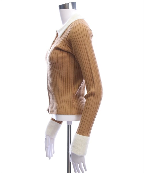 clear（クリア）の「襟袖ショートフェザーダブルジップリブニットトップス［大人 カジュアル 着回し力抜群］（ニット/セーター・レディース・キャメル/グレー/ブラック/アイボリー/ピンク・F）」の17枚目の写真