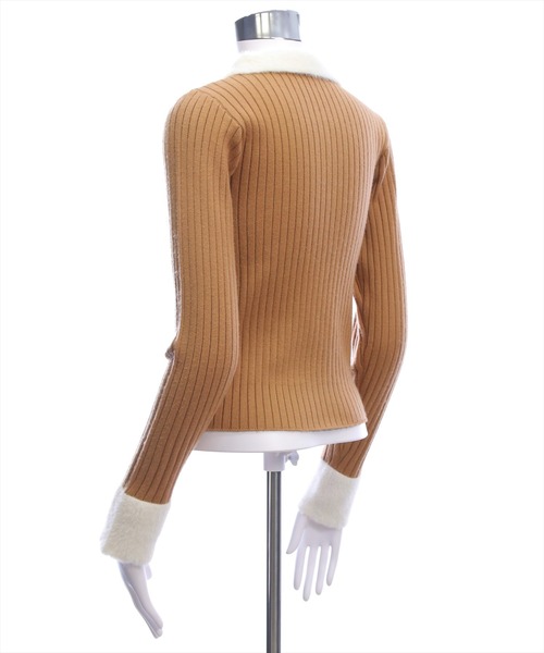 clear（クリア）の「襟袖ショートフェザーダブルジップリブニットトップス［大人 カジュアル 着回し力抜群］（ニット/セーター・レディース・キャメル/グレー/ブラック/アイボリー/ピンク・F）」の16枚目の写真