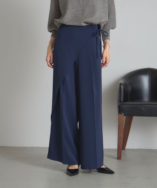 &. NOSTALGIA(アンドドットノスタルジア)の「ラップワイドパンツ(その他パンツ・レディース・ブラック/ネイビー・M)」の2枚目の写真