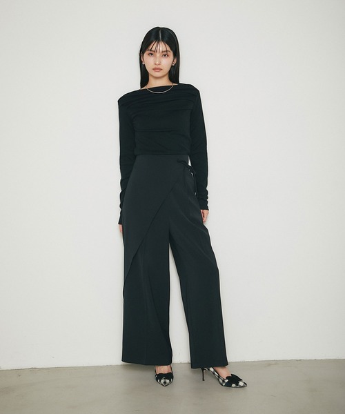 &. NOSTALGIA(アンドドットノスタルジア)の「ラップワイドパンツ(その他パンツ・レディース・ブラック/ネイビー・M)」の6枚目の写真