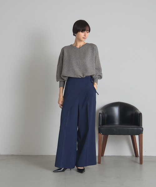 &. NOSTALGIA(アンドドットノスタルジア)の「ラップワイドパンツ(その他パンツ・レディース・ブラック/ネイビー・M)」の13枚目の写真