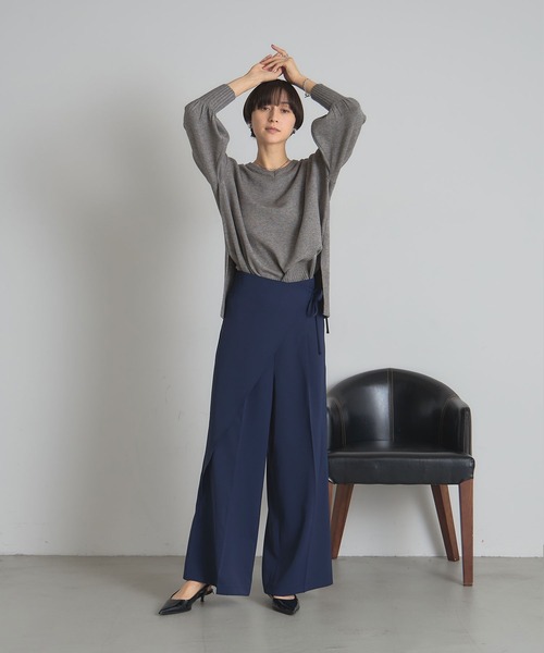 &. NOSTALGIA(アンドドットノスタルジア)の「ラップワイドパンツ(その他パンツ・レディース・ブラック/ネイビー・M)」の14枚目の写真