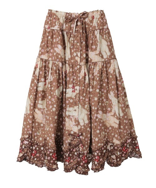 PINK HOUSE（ピンクハウス）の「バラ園うさぎプリントスカート