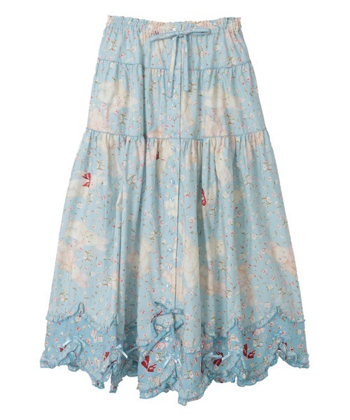 バラ園うさぎプリントスカート（スカート）｜PINK HOUSE（ピンクハウス