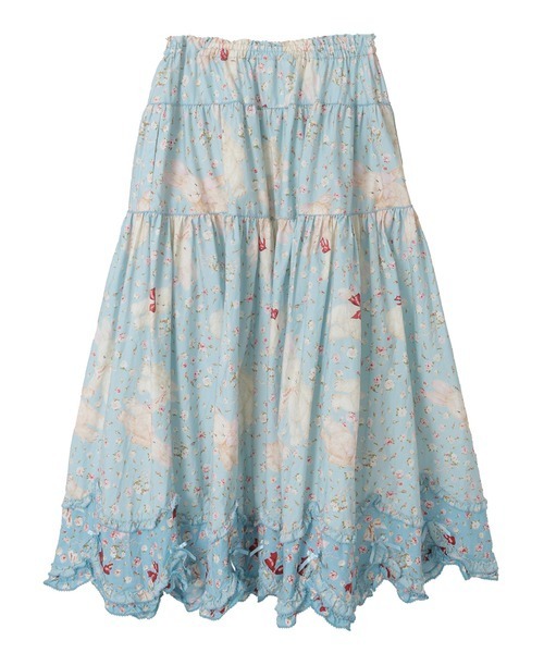 PINK HOUSE（ピンクハウス）の「バラ園うさぎプリントスカート