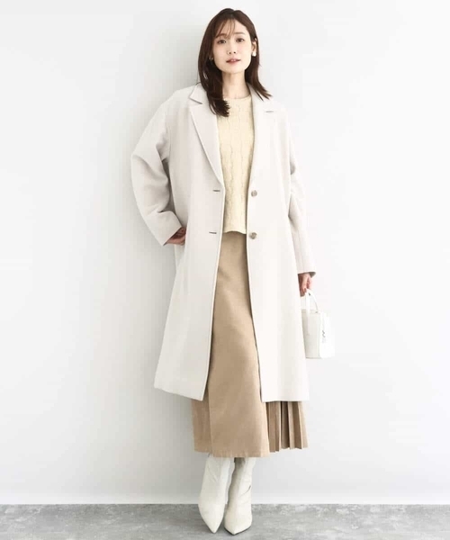 MK MICHEL KLEIN（エムケーミッシェルクラン）の「[超軽量]エアリアルウール チェスターコート（チェスターコート・レディース・ネイビー/ベージュ・38）」の21枚目の写真