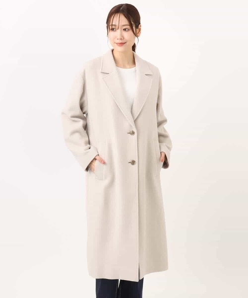 MK MICHEL KLEIN（エムケーミッシェルクラン）の「[超軽量]エアリアルウール チェスターコート（チェスターコート・レディース・ネイビー/ベージュ・38）」の4枚目の写真