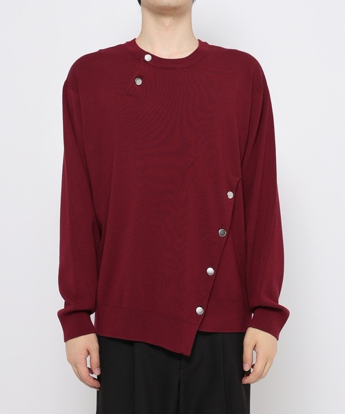 HARE（ハレ）の「アシメボタンニットプルオーバー(HARE)（ニット/セーター・メンズ・ブラック/レッド・FREE）」の9枚目の写真