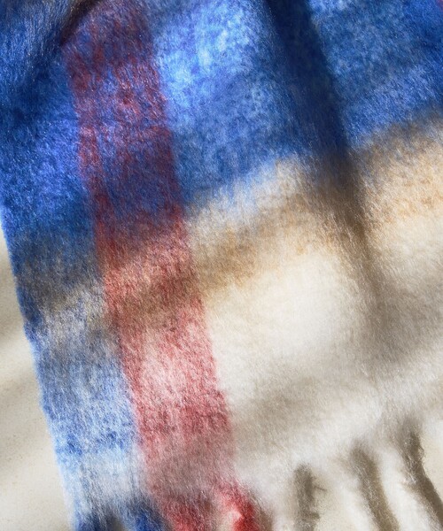 coen（コーエン）の「【PANKAJ（パンカジ）】チェックボリュームマフラー（マフラー・レディース・オレンジ/コバルトブルー/イエロー・FREE）」の7枚目の写真