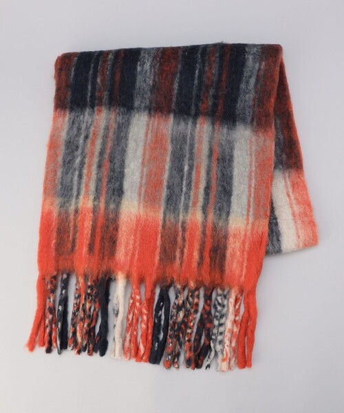 coen（コーエン）の「【PANKAJ（パンカジ）】チェックボリュームマフラー（マフラー・レディース・オレンジ/コバルトブルー/イエロー・FREE）」の12枚目の写真