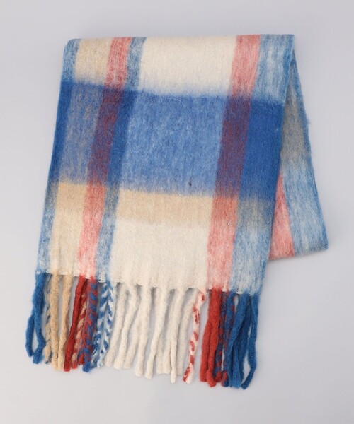 coen（コーエン）の「【PANKAJ（パンカジ）】チェックボリュームマフラー（マフラー・レディース・オレンジ/コバルトブルー/イエロー・FREE）」の13枚目の写真