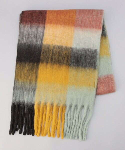 coen（コーエン）の「【PANKAJ（パンカジ）】チェックボリュームマフラー（マフラー・レディース・オレンジ/コバルトブルー/イエロー・FREE）」の14枚目の写真