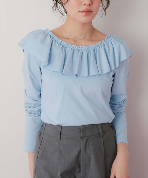titivate(ティティベイト)の「マルチwayフリルカットソートップス(Tシャツ/カットソー・レディース・オフホワイト/ブルー/ネイビー/ブラック・L/M/S)」の20枚目の写真