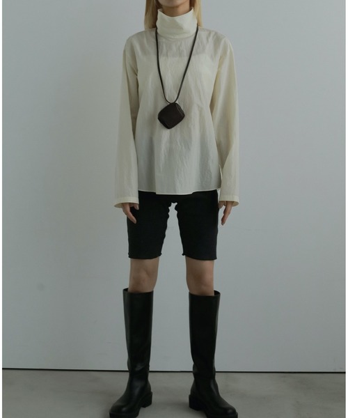 anuke（アンヌーク）の「Sheer Over Blouse（シャツ/ブラウス・レディース・アイボリー/ブラック・FREE）」の3枚目の写真