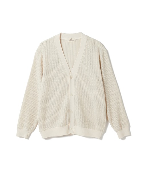 SEAGREEN(シーグリーン)の「SEAGREEN(シーグリーン) CROCHET LIKE RUSSEL KNIT CARDIGAN(カーディガン/ボレロ・メンズ・ブラウン/アイボリー・3/2/4)」の1枚目の写真