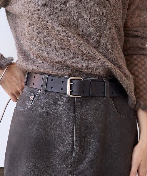 RIVE DROITE（リヴドロワ）の「【MONN.:.(モン)】ダブルピンバックルベルト（ベルト・レディース・ブラック・FREE）」の2枚目の写真