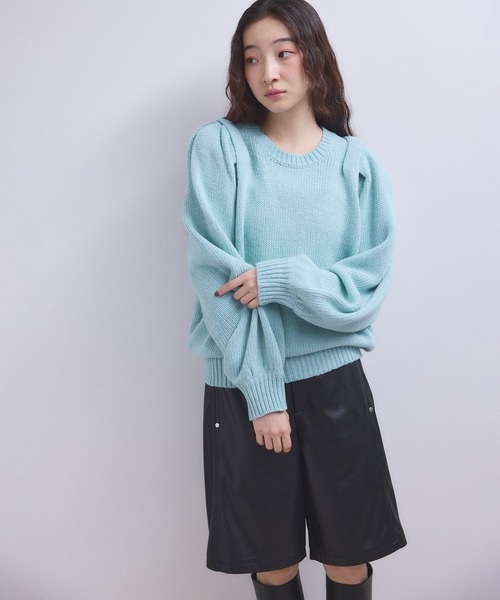 ADAM ET ROPE' ショルダータックニットプルオーバー WEB限定】ショルダータックニットプルオーバー（ニット/セーター