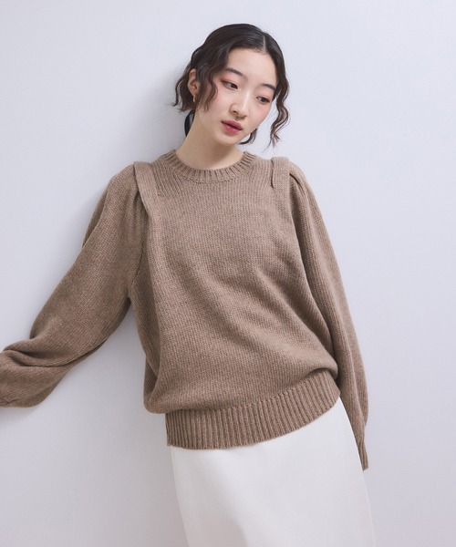ADAM ET ROPE'(アダムエロペ)の「【WEB限定】ショルダータックニットプルオーバー(ニット/セーター・レディース・ブラウン/オフホワイト/チャコールグレー/ブルー系その他4・FREE)」の16枚目の写真