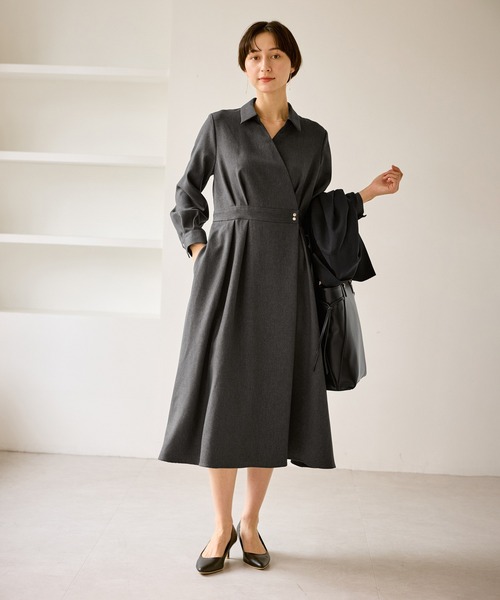 セール】カシュクールシャツコンシャスワンピース（シャツワンピース