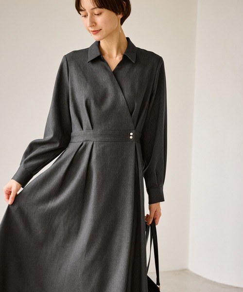 ROPE' PICNIC（ロペピクニック）の「カシュクールシャツコンシャスワンピース（シャツワンピース・レディース・チャコールグレー/ベージュ系その他2/ネイビー・S/M/L）」の8枚目の写真