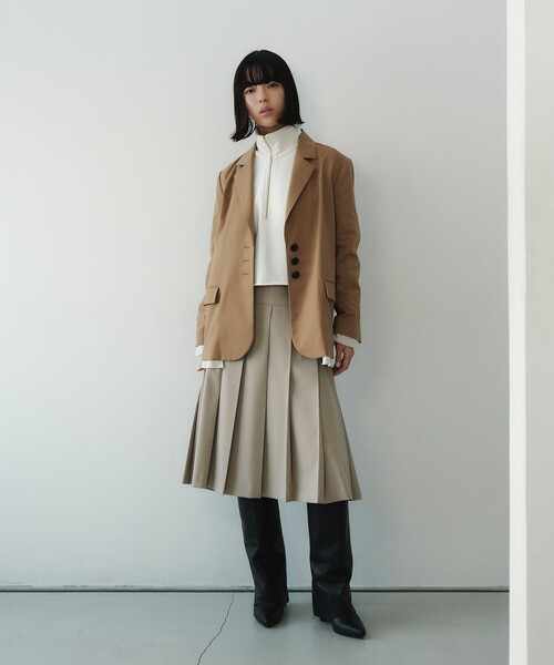 EMMEL REFINES(エメルリファインズ)の「<EMMEL REFINES>EM プリーツ ミディアム スカート(スカート・レディース・ダークグレー/ベージュ・S/M)」の1枚目の写真