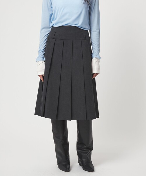 EMMEL REFINES(エメルリファインズ)の「<EMMEL REFINES>EM プリーツ ミディアム スカート(スカート・レディース・ダークグレー/ベージュ・S/M)」の2枚目の写真