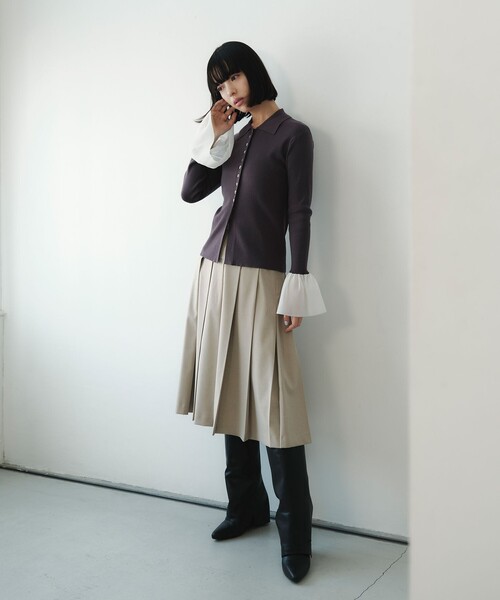 EMMEL REFINES(エメルリファインズ)の「<EMMEL REFINES>EM プリーツ ミディアム スカート(スカート・レディース・ダークグレー/ベージュ・S/M)」の4枚目の写真