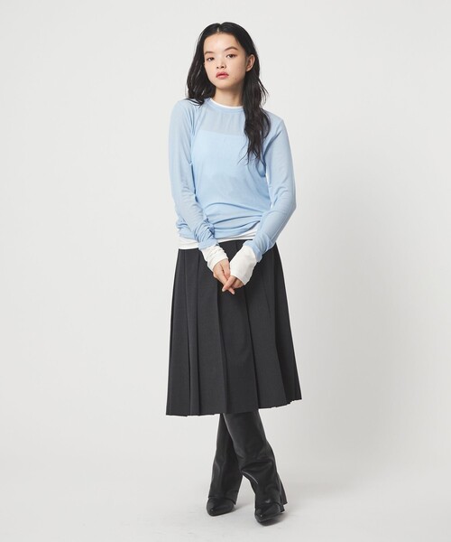 EMMEL REFINES(エメルリファインズ)の「<EMMEL REFINES>EM プリーツ ミディアム スカート(スカート・レディース・ダークグレー/ベージュ・S/M)」の15枚目の写真