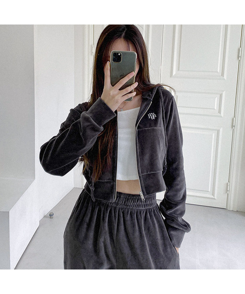 JUICY COUTURE ベルベット フードパーカー ネイビー紺 - メルカリ