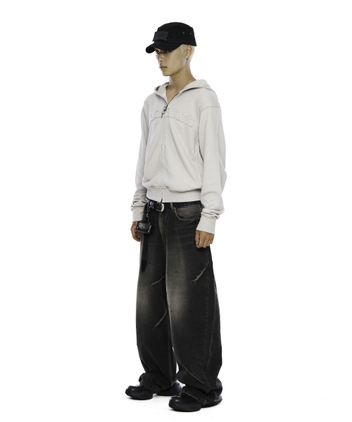Paint Washed Denim Pants (Black)（デニムパンツ）｜AAKAM（アーカム 