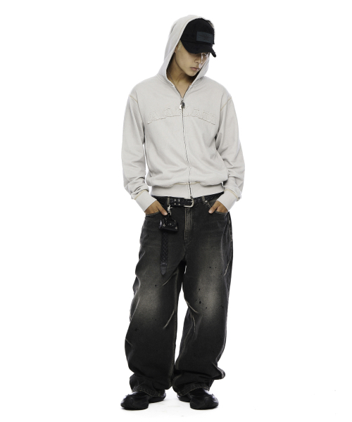 Paint Washed Denim Pants (Black)（デニムパンツ）｜AAKAM（アーカム