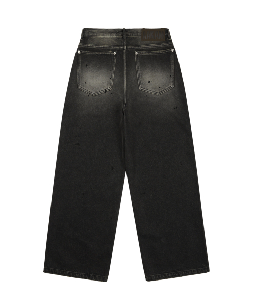 セール】Paint Washed Denim Pants (Black)（デニムパンツ）｜AAKAM