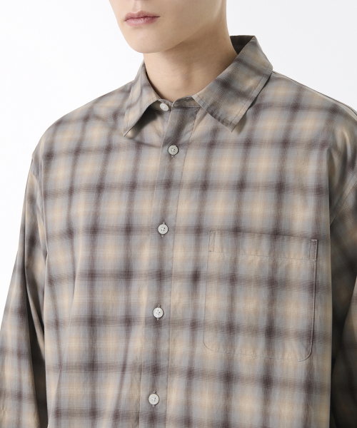 MUSINSA STANDARD（ムシンサスタンダード）の「リラックスドオンブレーチェックシャツ2 [ブラウン/ベージュ]（シャツ/ブラウス・メンズ・その他・SMALL/MEDIUM/LARGE/X-LARGE/XX-LARGE）」の3枚目の写真