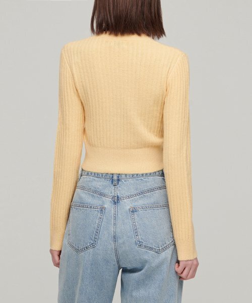 MUSINSA STANDARD WOMAN（ムシンサスタンダードウーマン）の「ウィメンズソフトブークルリブクロップカーディガン[イエロー]（カーディガン/ボレロ・レディース・その他・SMALL/MEDIUM/LARGE/X-SMALL）」の2枚目の写真