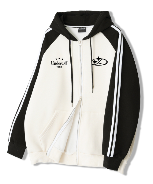 UNDEROFF(アンダーオフ)の「ラグラントラックスターロゴフードジップアップブラック(パーカー・レディース・ブラック・MEDIUM/LARGE/X-LARGE/SMALL)」の2枚目の写真