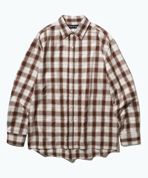 TRIP LE SENS（トリップ ル センス）の「ステッチプレイドチェックシャツ_ブラウン（シャツ/ブラウス・レディース・その他・MEDIUM/LARGE）」の4枚目の写真
