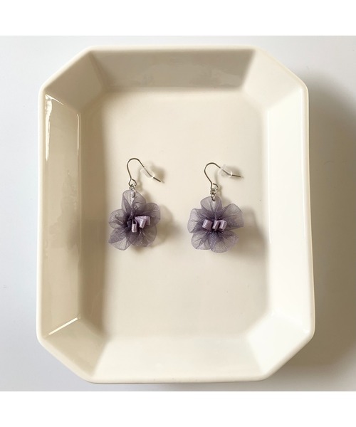 tone（トーン）の「【TOMEI LAB】オーガンジー フラワー ピアス(MA)（ピアス（両耳用）・レディース・グレー系その他/ピンク系その他/パープル/ピンク系その他2/ホワイト・FREE）」の13枚目の写真