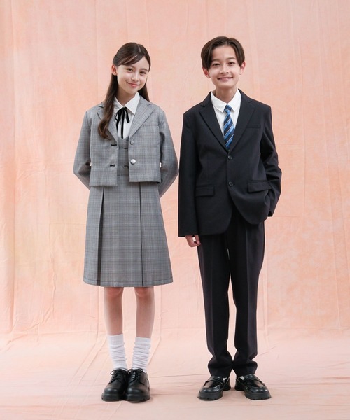 GLOBAL WORK（グローバルワーク）の「卒服/イージーケア/ジャンスカ/598140（ジャンパースカート・キッズ・ホワイト系1/グレー・150cm/160cm）」の4枚目の写真