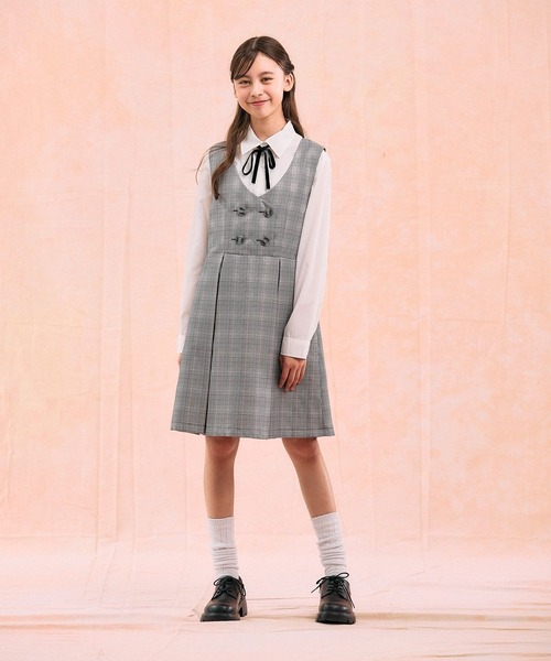 GLOBAL WORK（グローバルワーク）の「卒服/イージーケア/ジャンスカ/598140（ジャンパースカート・キッズ・ホワイト系1/グレー・150cm/160cm）」の10枚目の写真